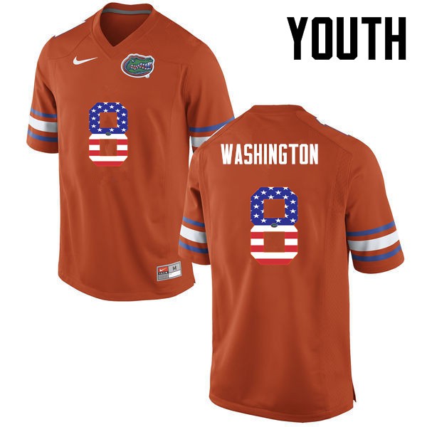Florida Gators Youth #8 Nick Washington College Football Jersey USA Flag Fashion Orange